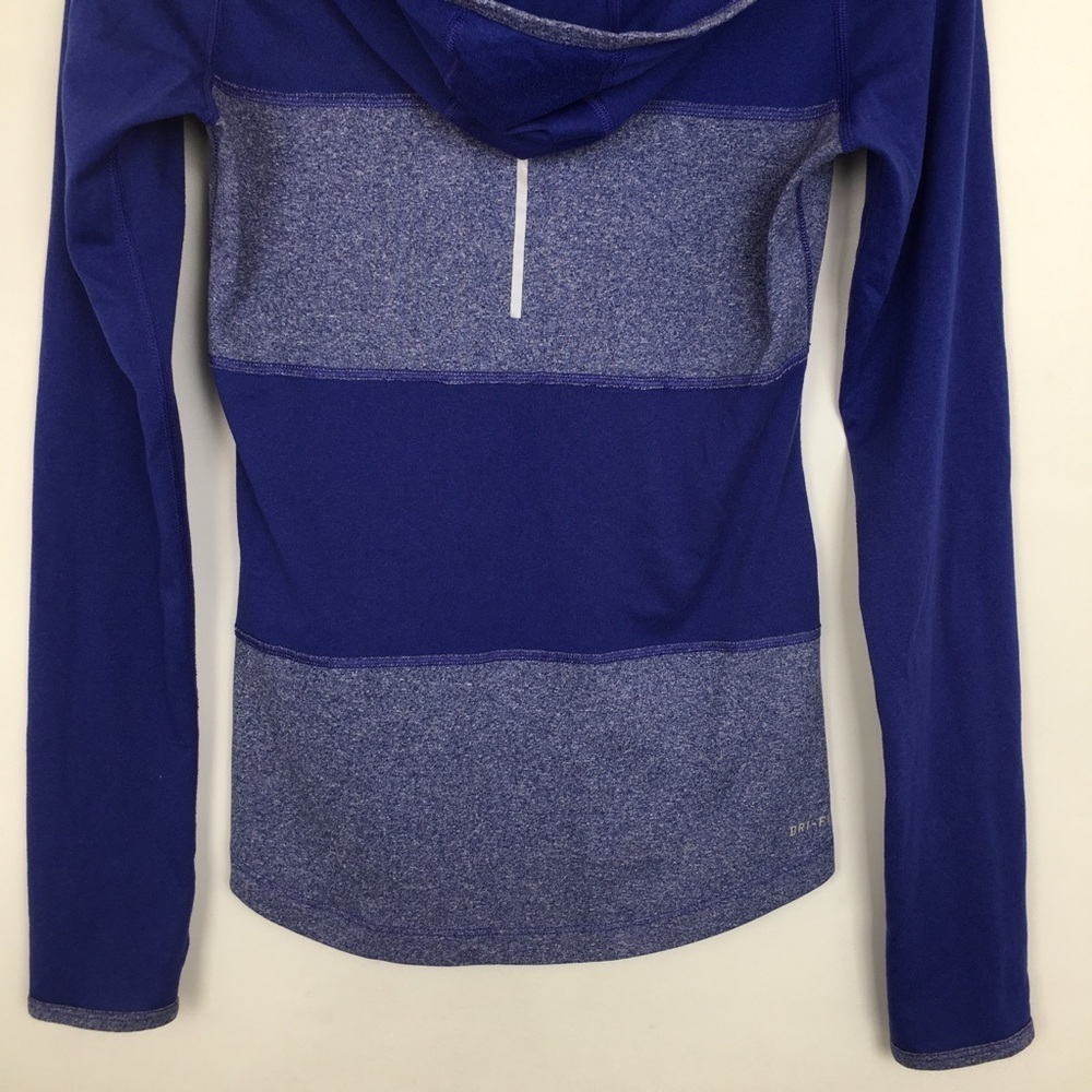 Nike Running Lightweight Hooded Shirt Long Sleeve Blue Strip Women’s Size Small - Picture 11 of 13